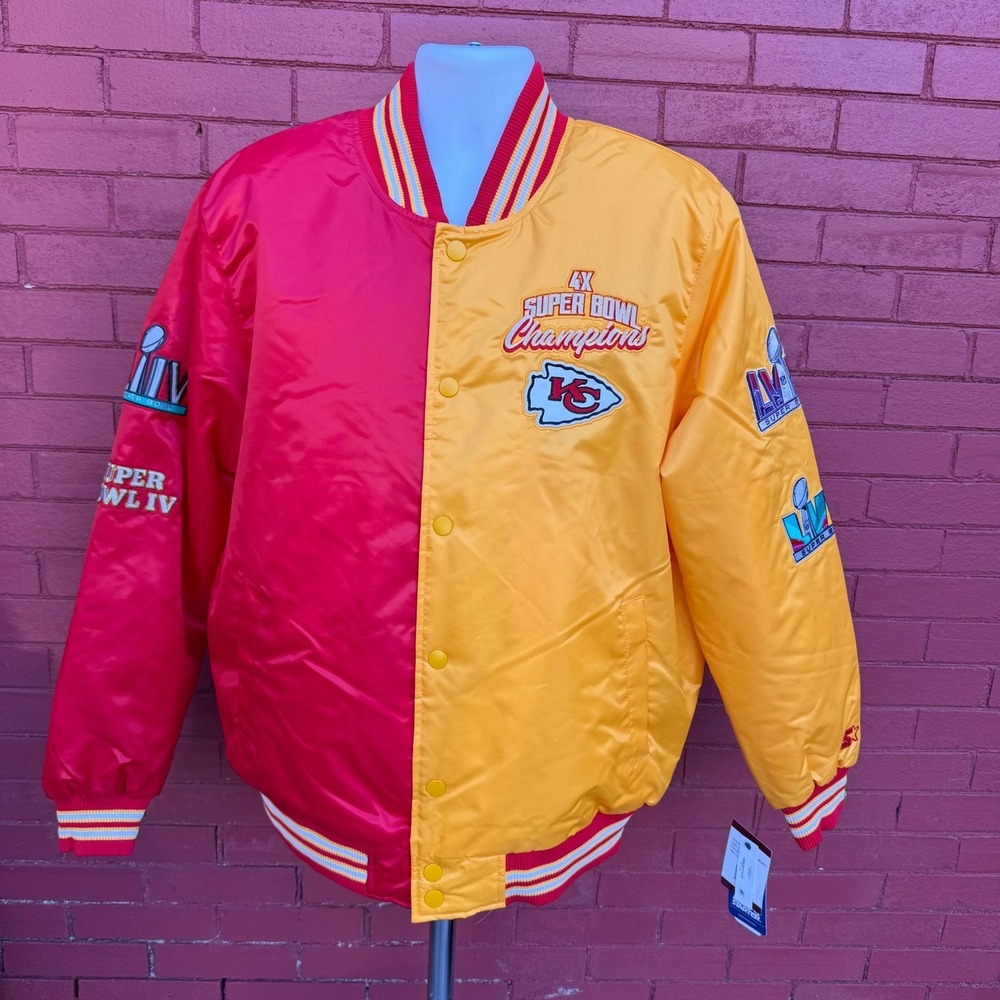 Starter Kansas City Chiefs Jacket Mens‎ XL 4x Super Bowl Champions Varsity Red